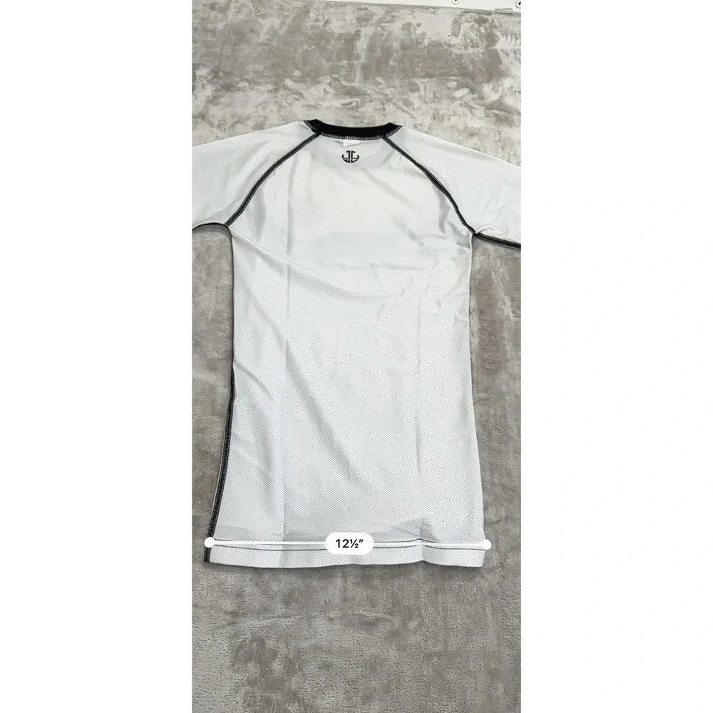 Jiu Jitsu BJJ Rash Guard Kids Size KXL White Gray Long Sleeve Red Phoenix NWOT